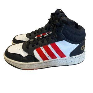 Kids Unisex Adidas Hoops Mid Shoes Sneakers Size 3 White Black Red